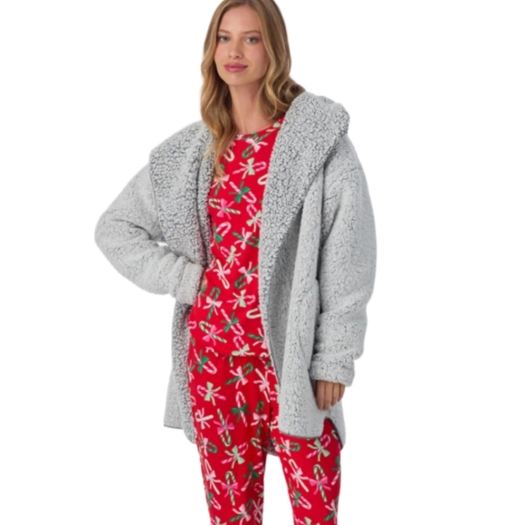 ROOM SERVICE ULTRA SOFT COZY CARDIGAN ROBE LOUNGEWEAR GRAY SMALL MEDIUM NWT - Picture 5 of 11